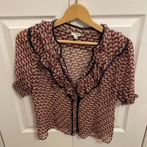 Anthropologie Odille Short Sleeve Puff Blouse